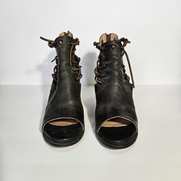 Baske California Brown Leather Fury Open Toe Booties - Picture 5 of 12